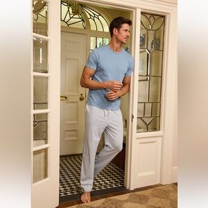 NWT Men's LAKE Pima Sleep Pants in Anchor Blue Bar Stripe